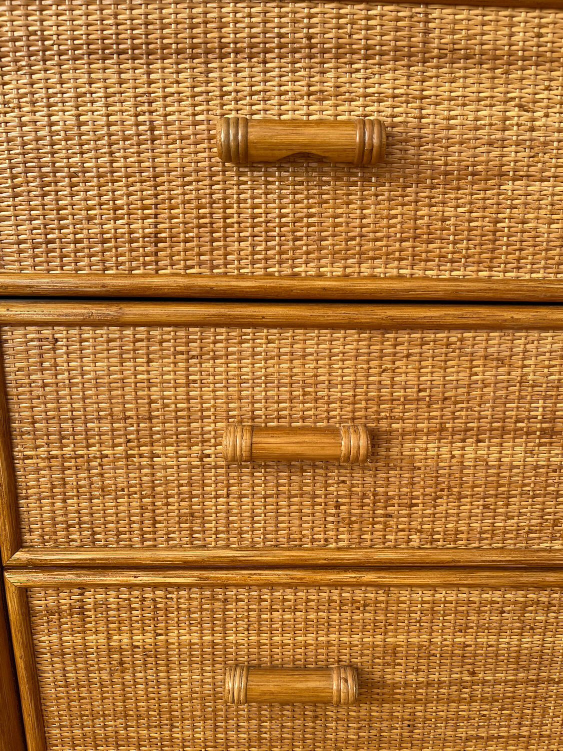 Vintage rattan chest of drawers