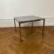 Table basse carré acier chromé et marbre, design année 1970