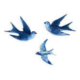 3 anciens oiseaux muraux en porcelaine