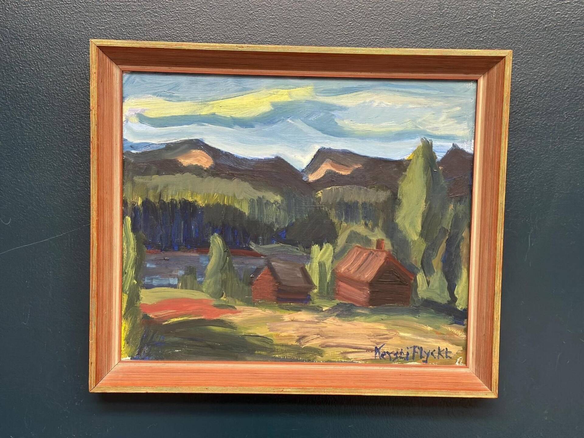 Huile sur panneau suédois – Paysage de montagne par Kerstin Flyckt