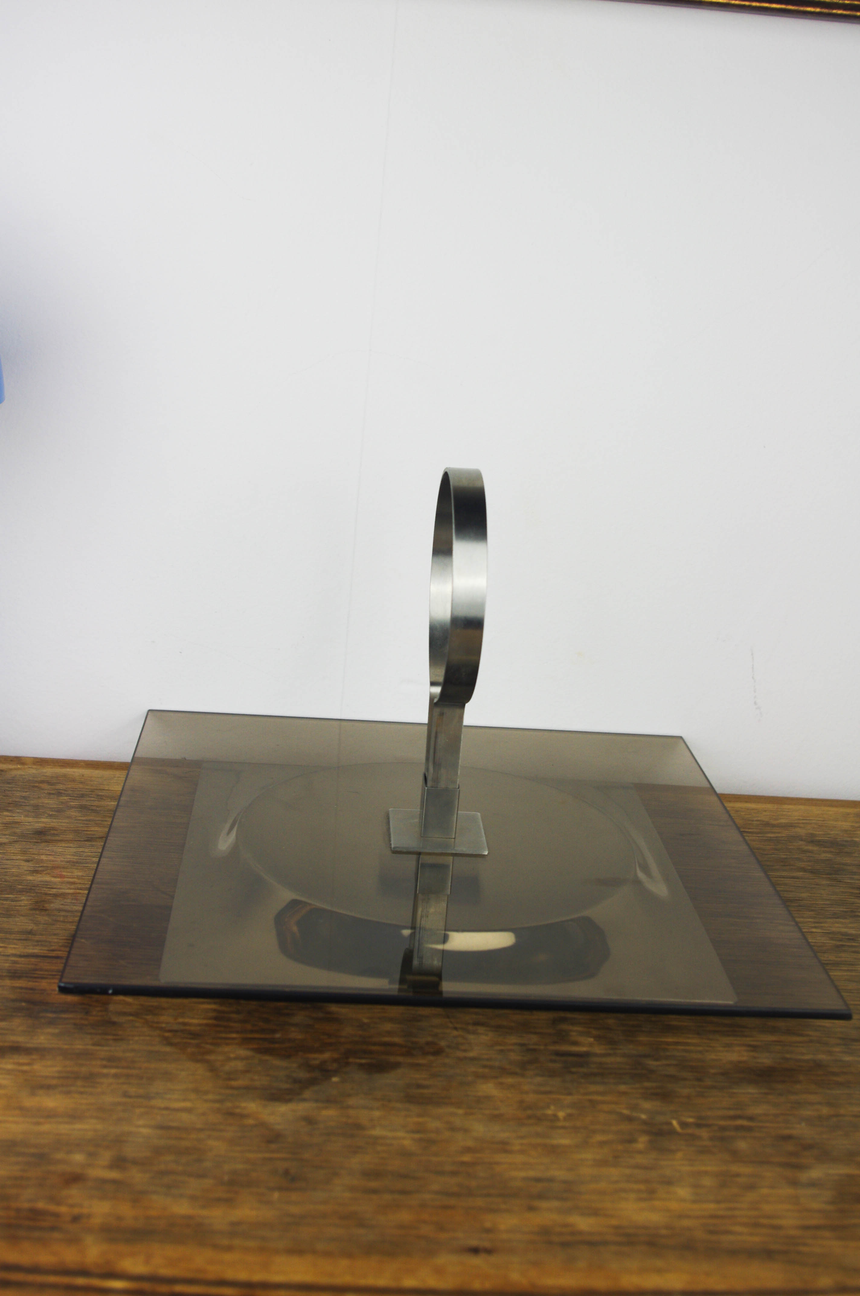 Smoked glass tray and chrome made in France