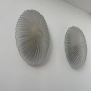 Pair of vintage sandblasted glass wall lights, France 1970s