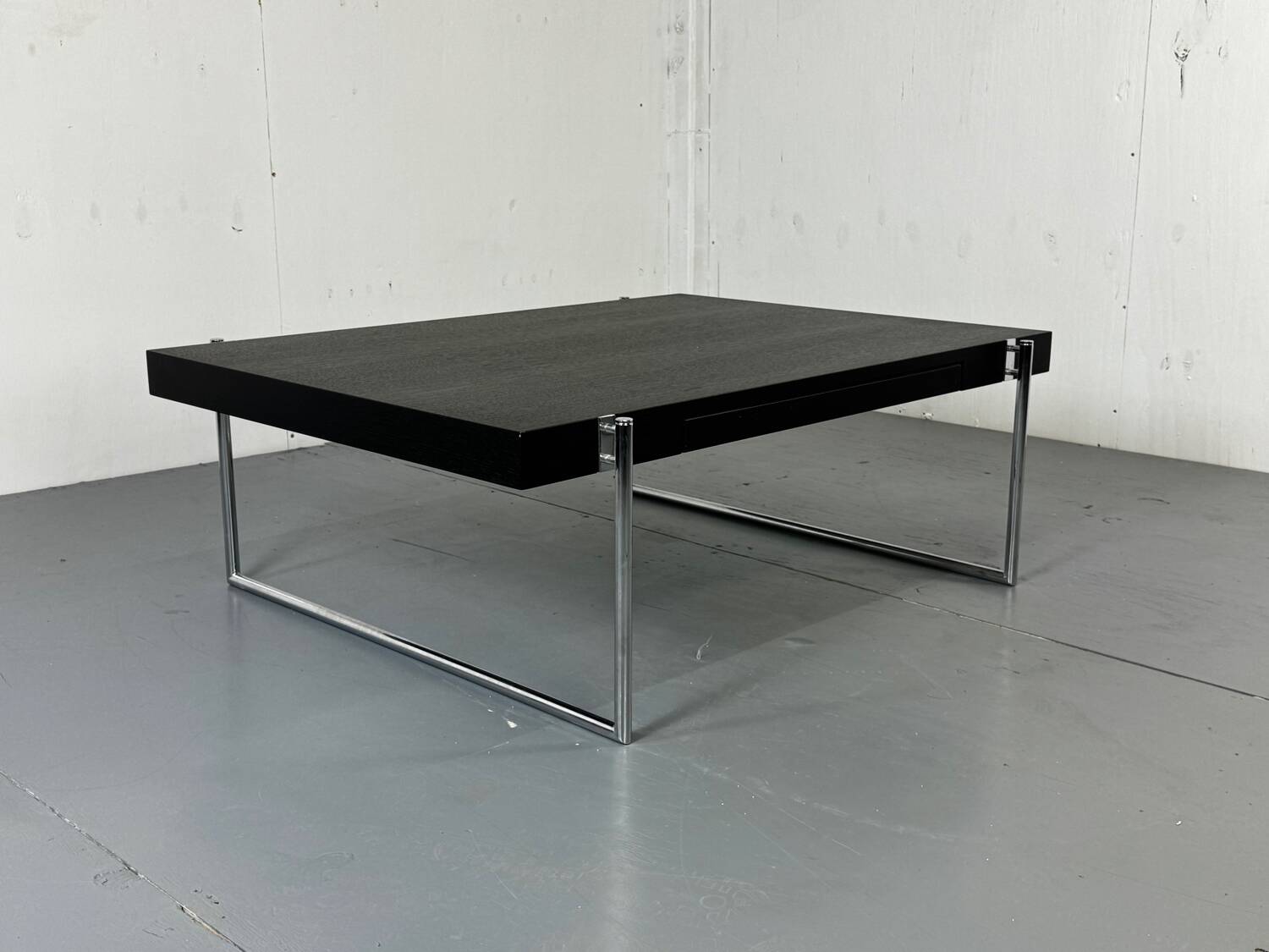 Bauhaus style black solid wood and tubular steel coffee table, Germany
