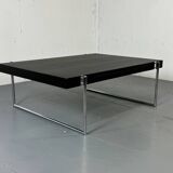 Bauhaus style black solid wood and tubular steel coffee table, Germany