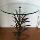 Vegetal leg table with glass top