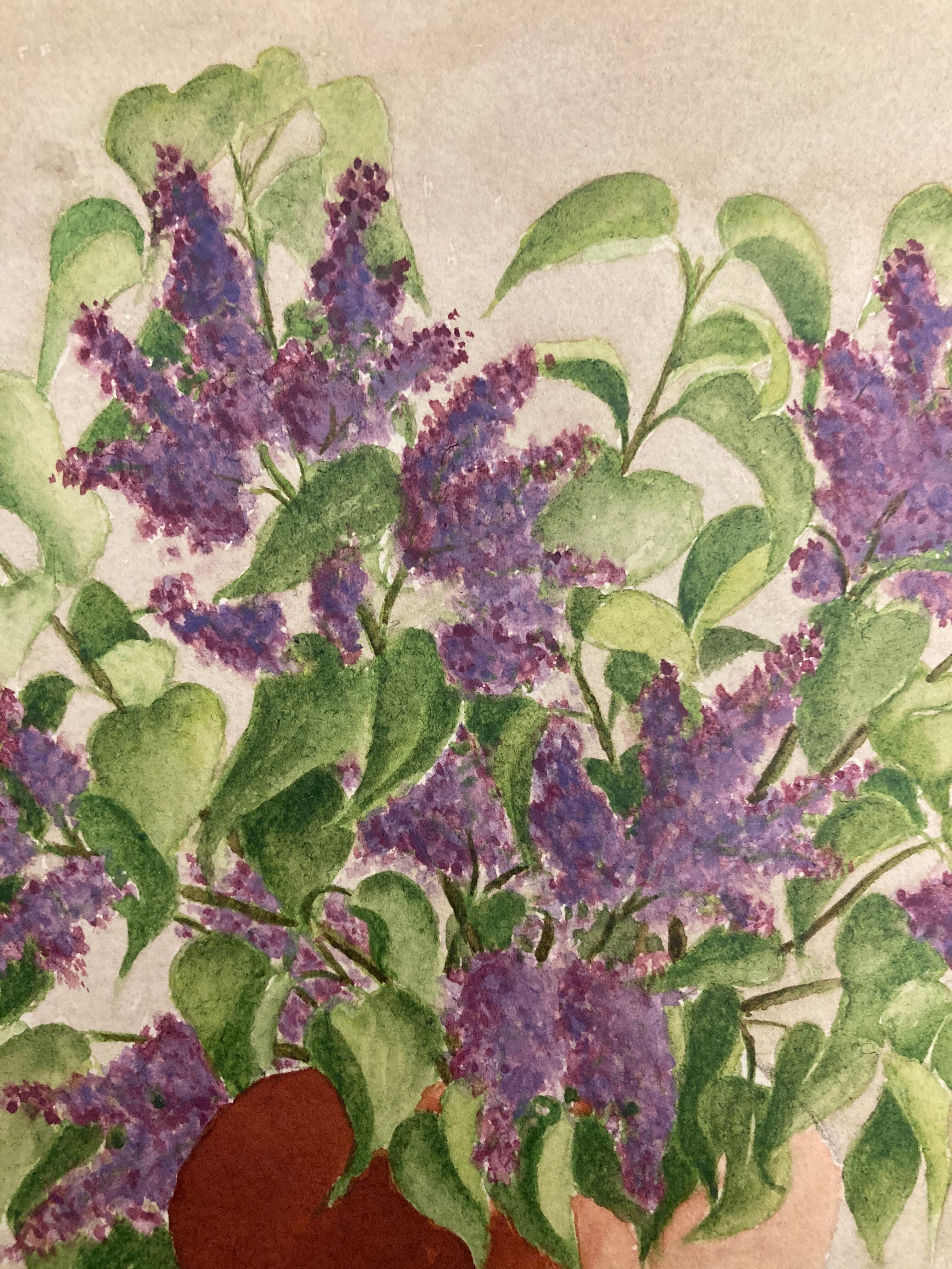 Watercolor bouquet lilac vintage