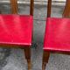6 Art Deco dining chairs in solid wood and burgundy leather, 1950s