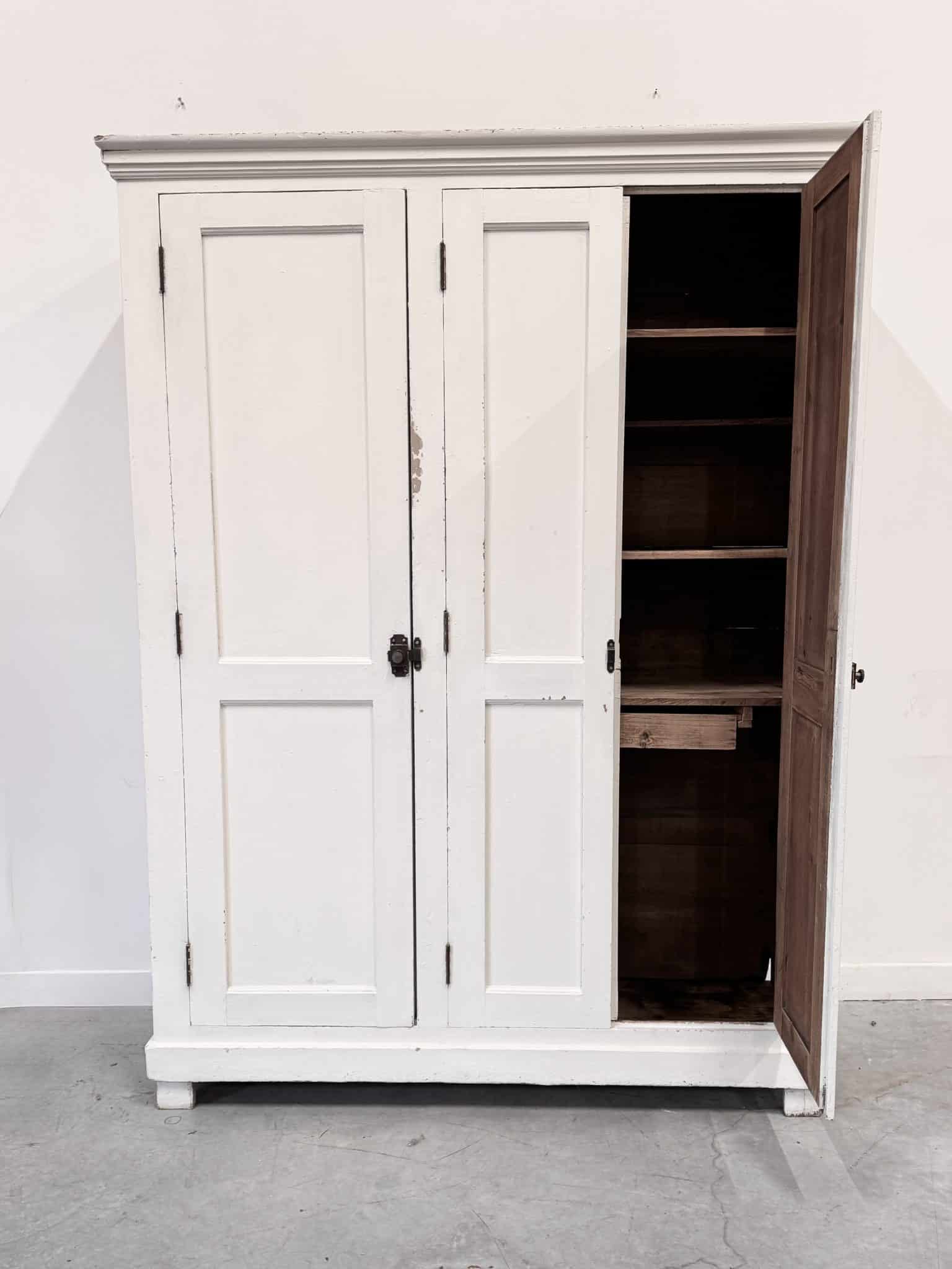 Antique white-painted wardrobe – 3 doors