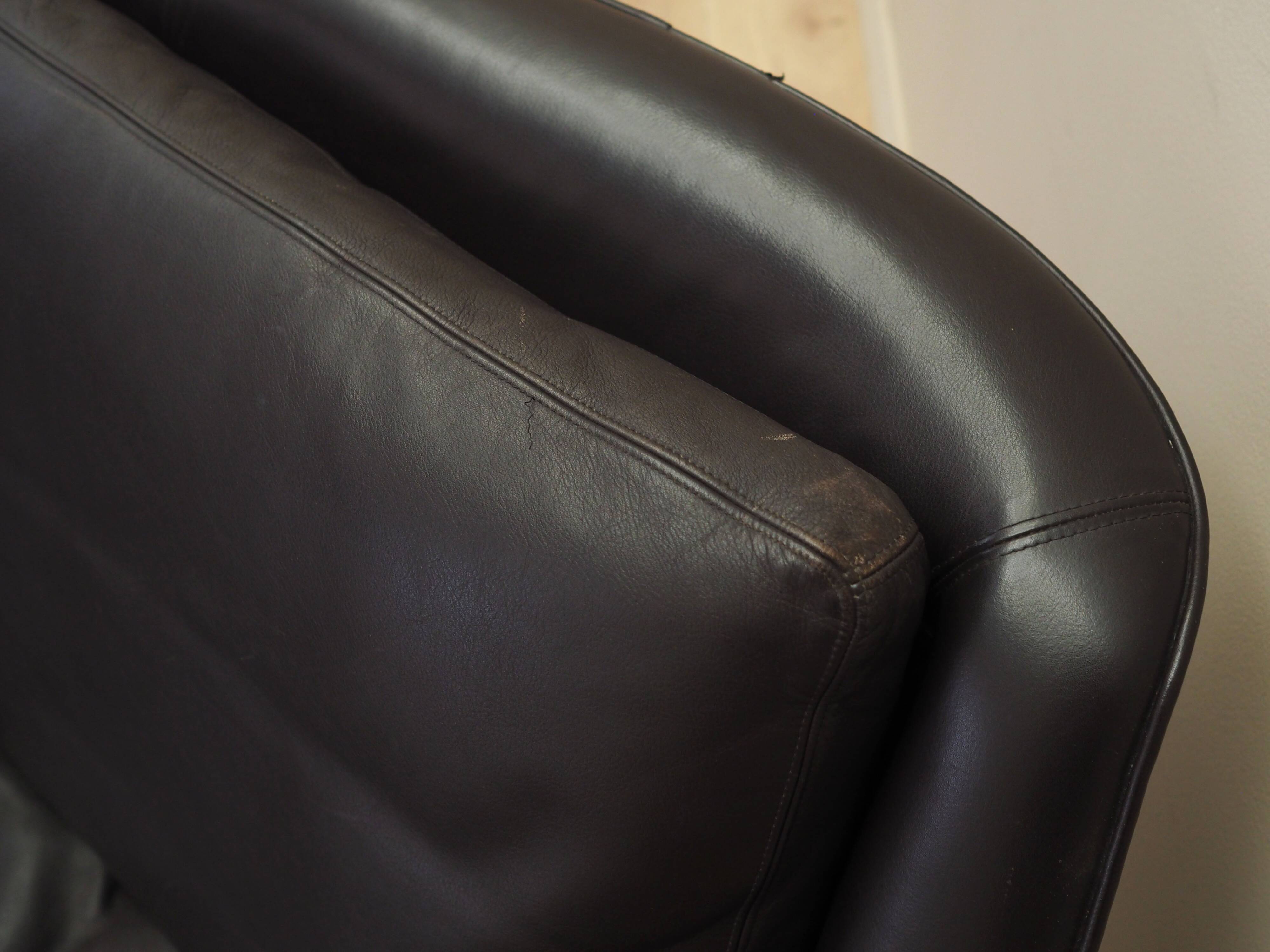 Brown leather sofa, Danish design, 1970s, designer: Werner Langenfeld, manu