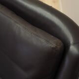 Brown leather sofa, Danish design, 1970s, designer: Werner Langenfeld, manu
