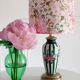 Small vintage lamp hand-painted with a Liberty shade.