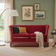 Knole Vintage Canapé in Red Velvet with Floral Cushions, 1950s