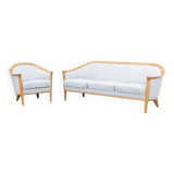 Sofa and its sky blue armchair by bertil fridhagen for broderna anderson 1960 denmark