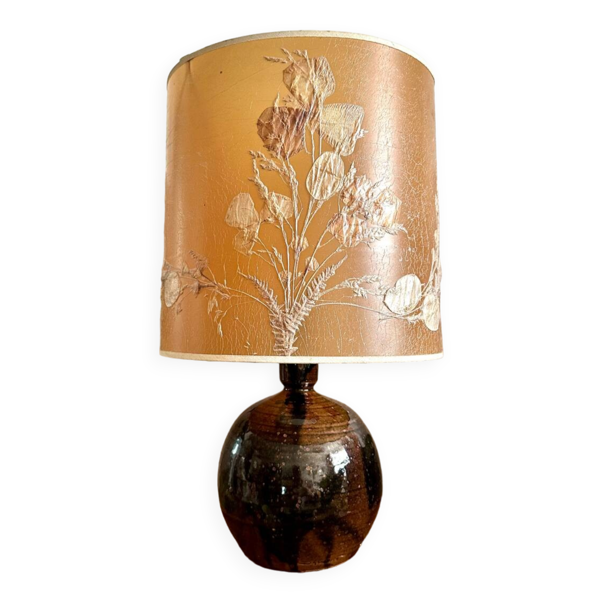 Sandstone ball lamp by Guy Baudat, vintage ceramic