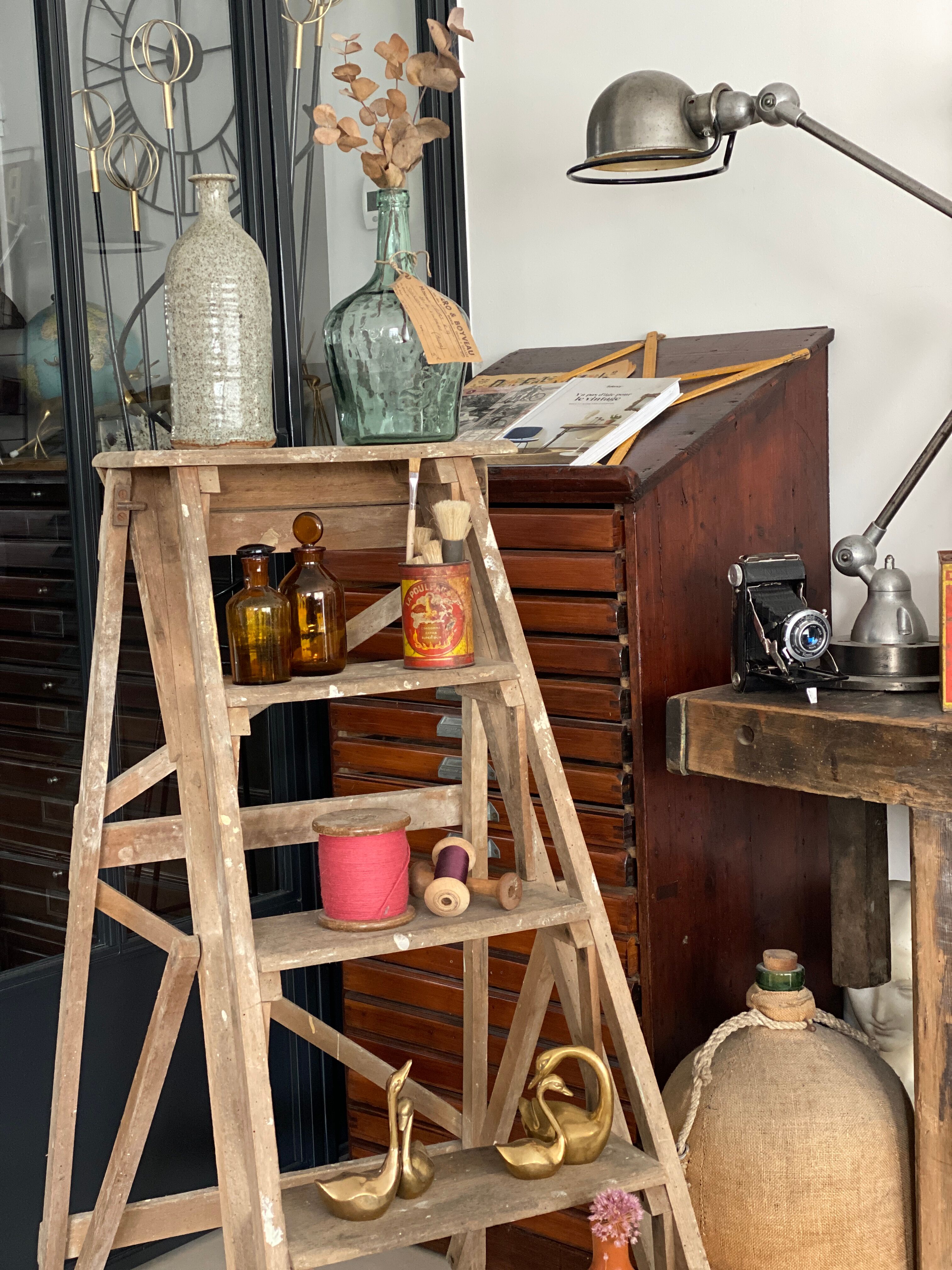 Vintage wood stepladder