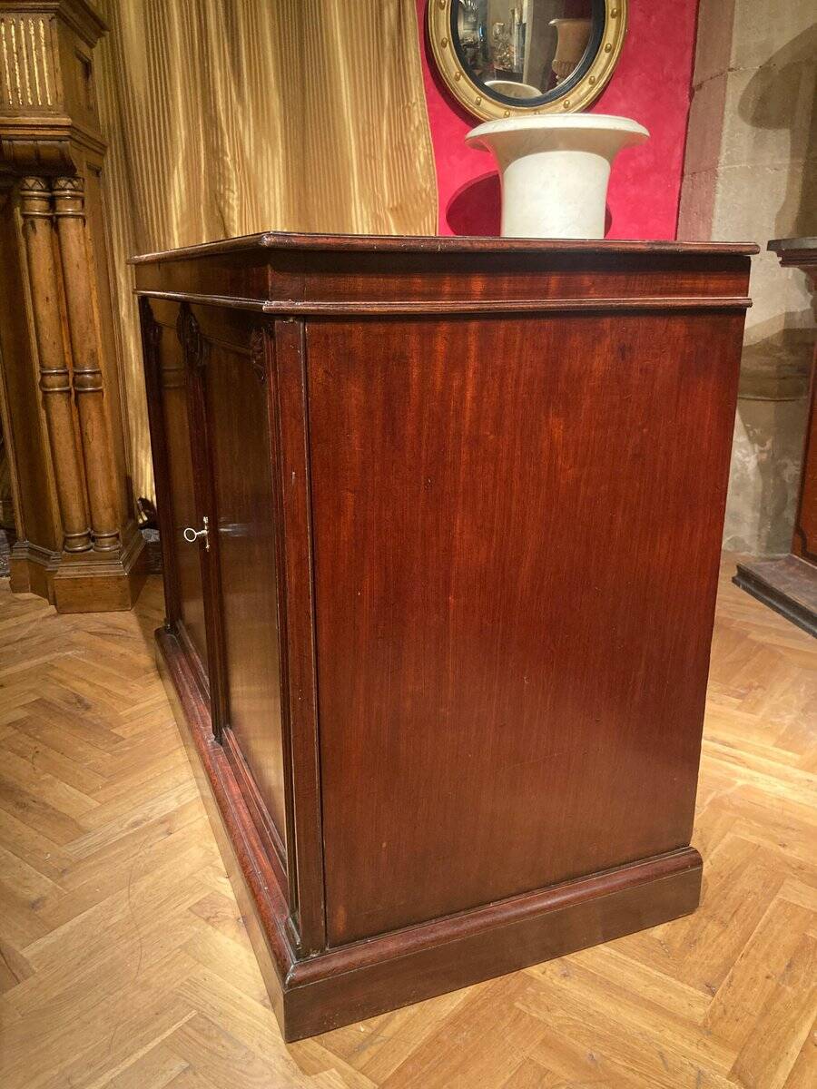 19th Century Italian Empire Mahogany Commode 2-Doors Cabinet