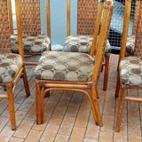 Set of six bamboo chairs from the 70s