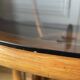 Vintage rattan coffee table with smoked glass top