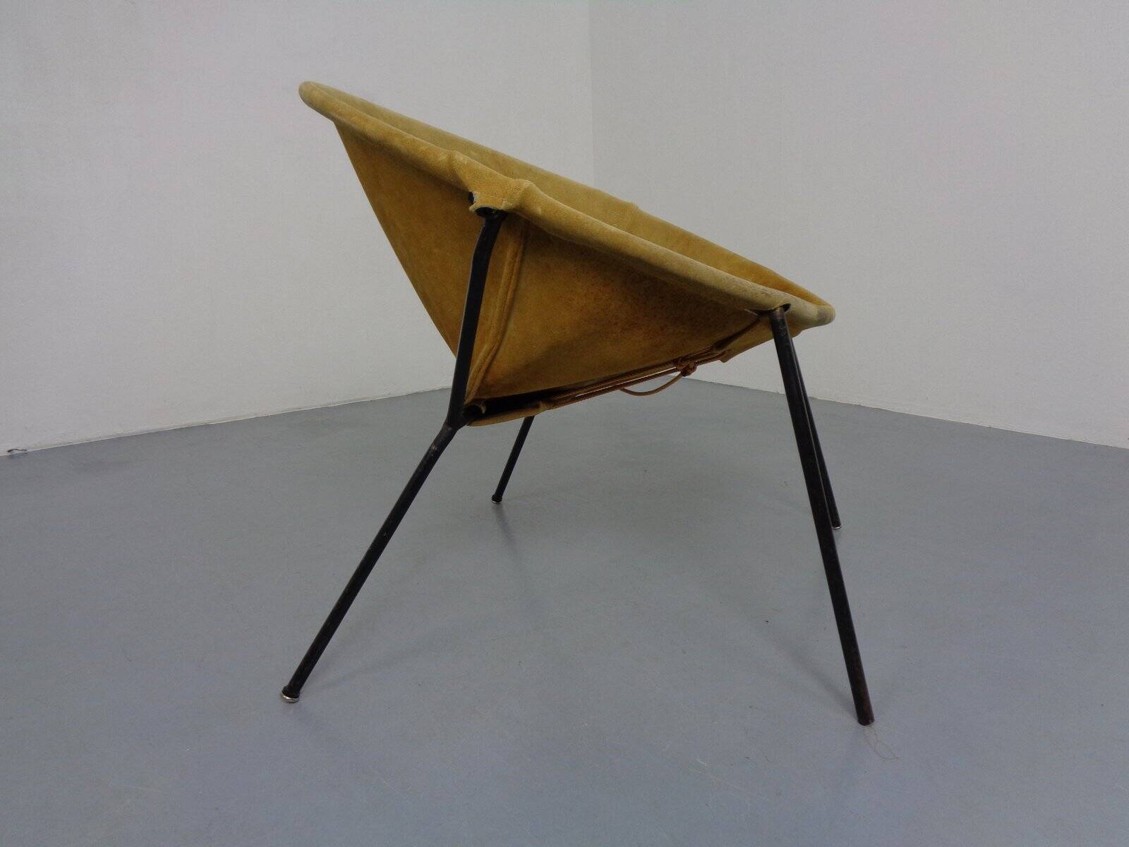 Danish Suede Folding Balloon Chair by Hans Olsen for Lea, 1960s
