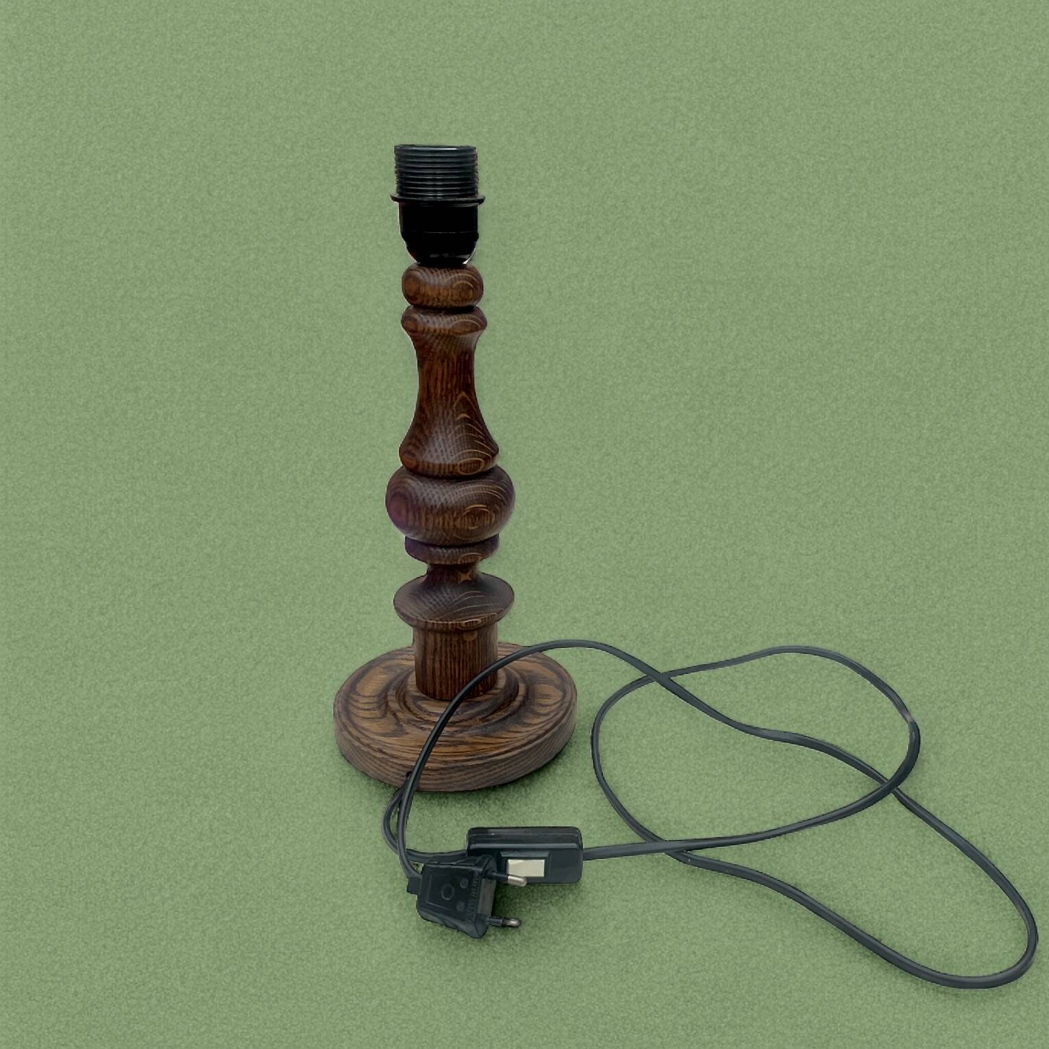 Antique turned solid wood lamp base