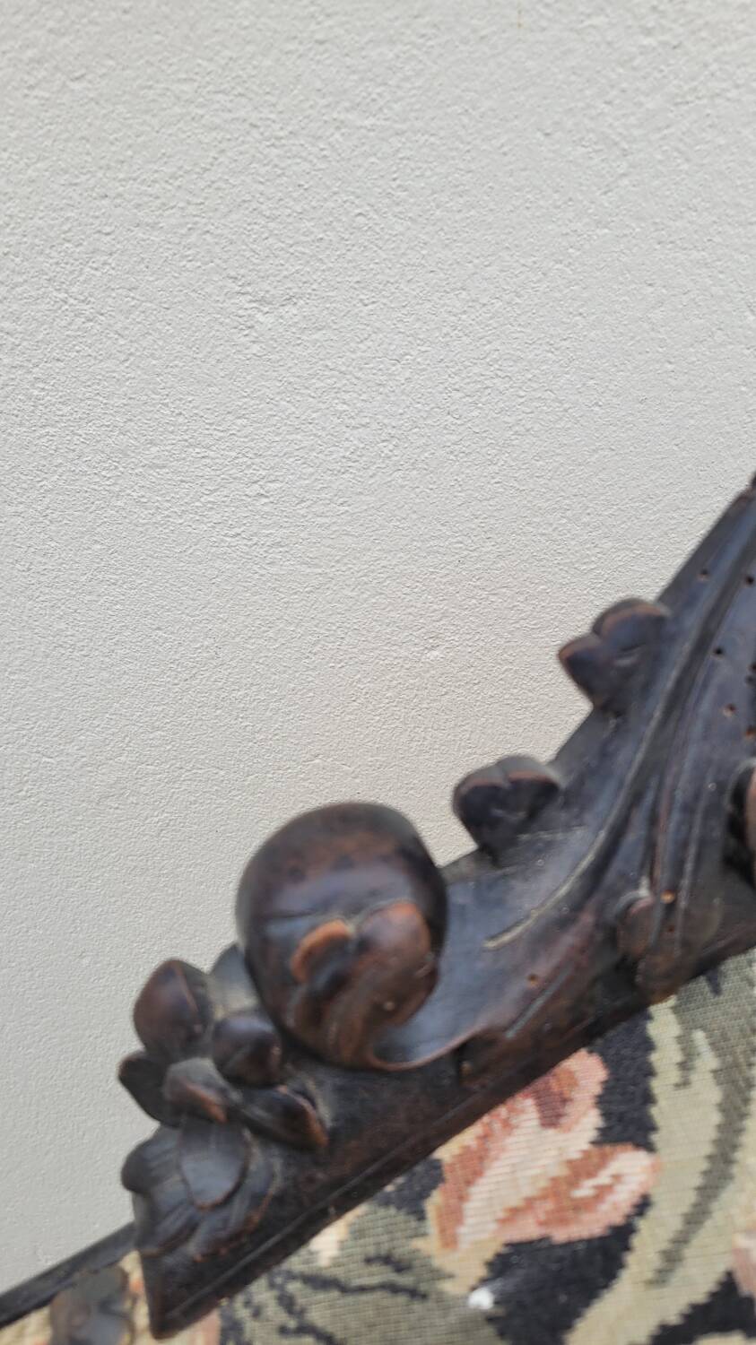 Napoleon III period armchair with floral tapestry, 19th century