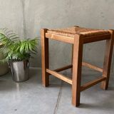 Wooden and straw stool
