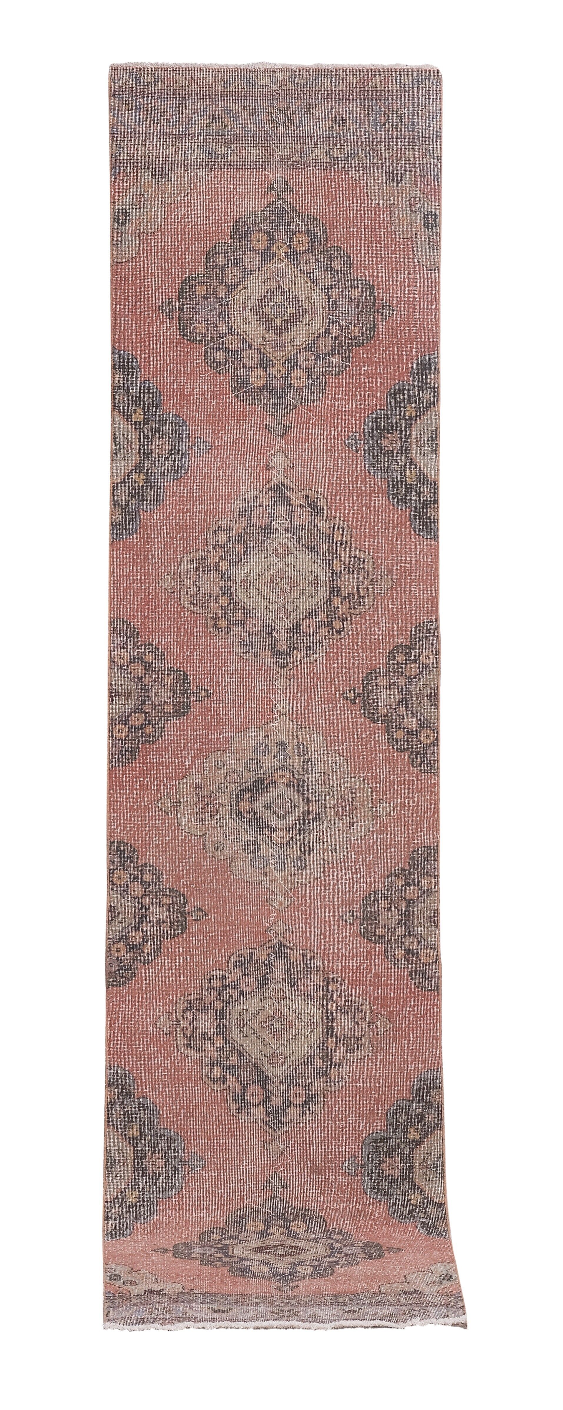 Vintage Turkish rug from Oushak, hand-woven 87x382 cm