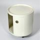 Pair of 70s Kartell Componibili on Wheels in Off White and Coral