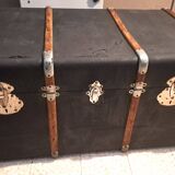 Malle de voyage ancienne vintage en bois datant des années 1880/1920