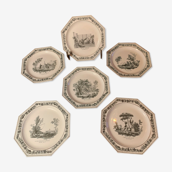 Set of six dessert plates