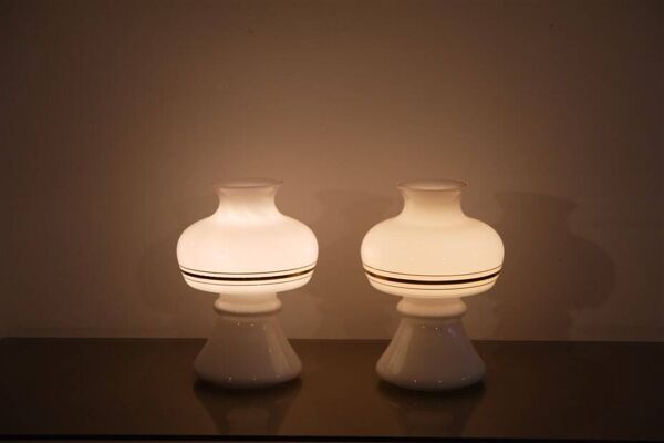 Paire de lampes scandinave en verre 1970