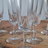 Chiseled crystal champagne flutes