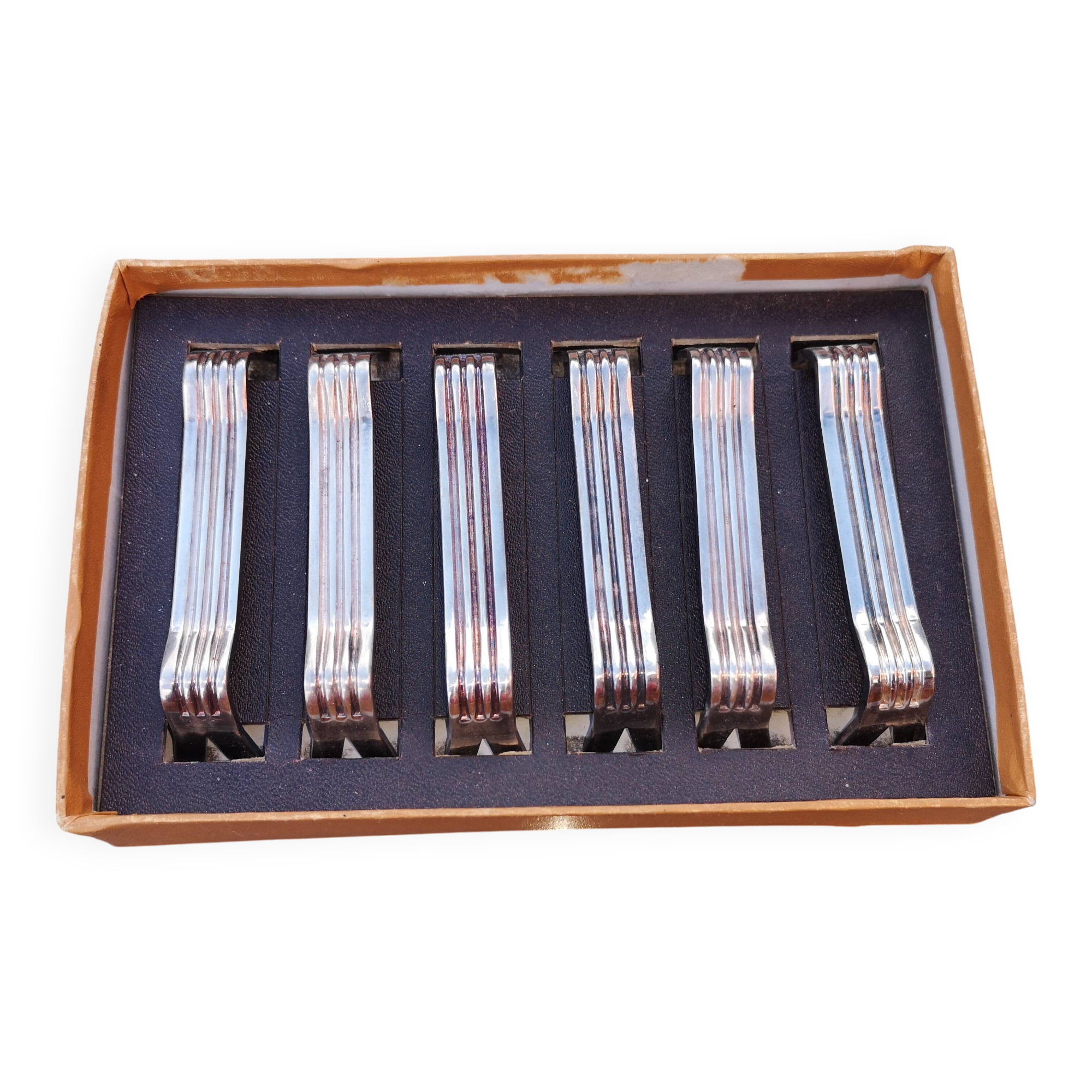 Set of 6 silver-plated knife rests, Orfèvrerie Saint-Médard, Louis style