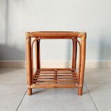 Vintage side table in rattan and bamboo
