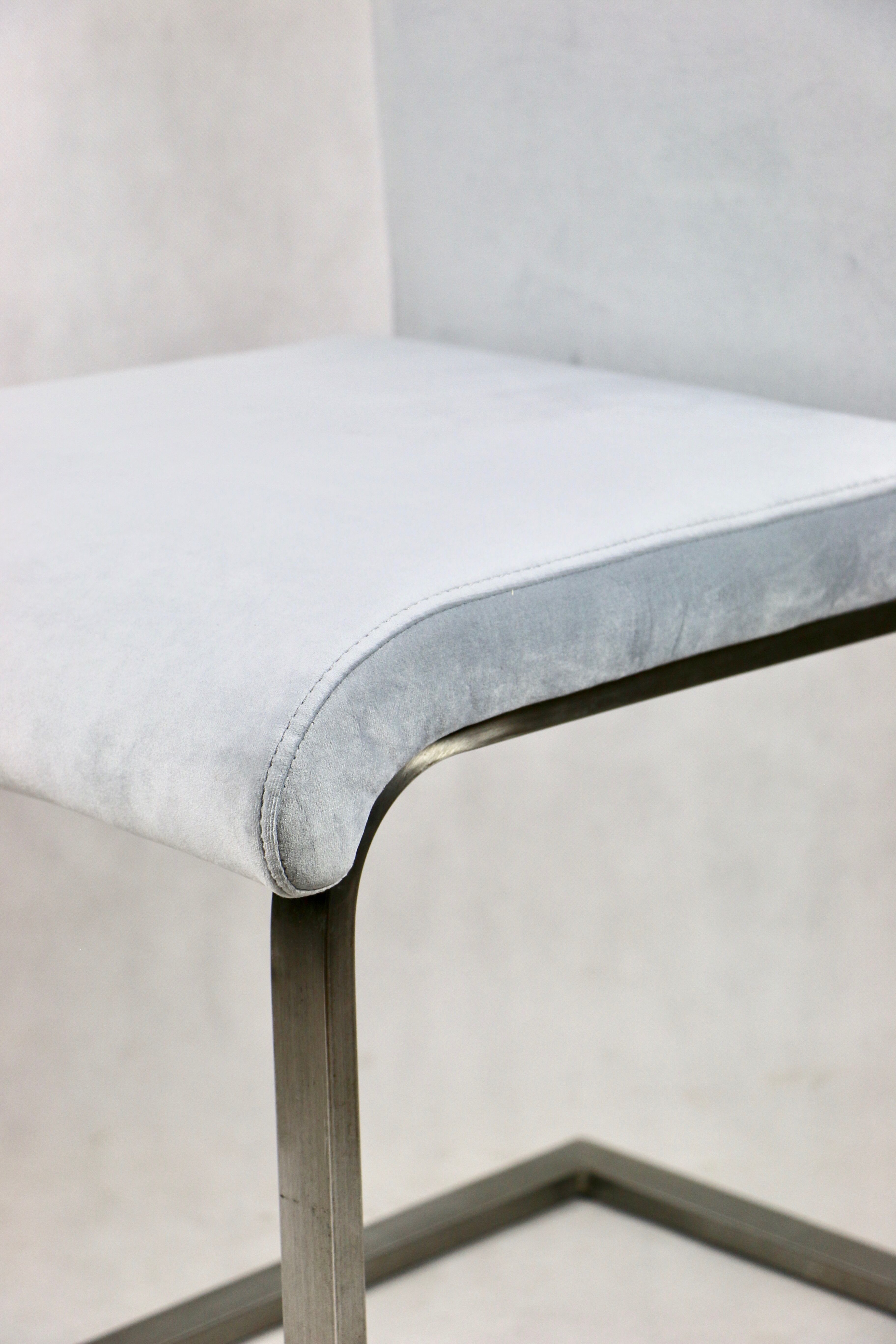 Grey Chairs on aluminium legs fully restored, Set of 4