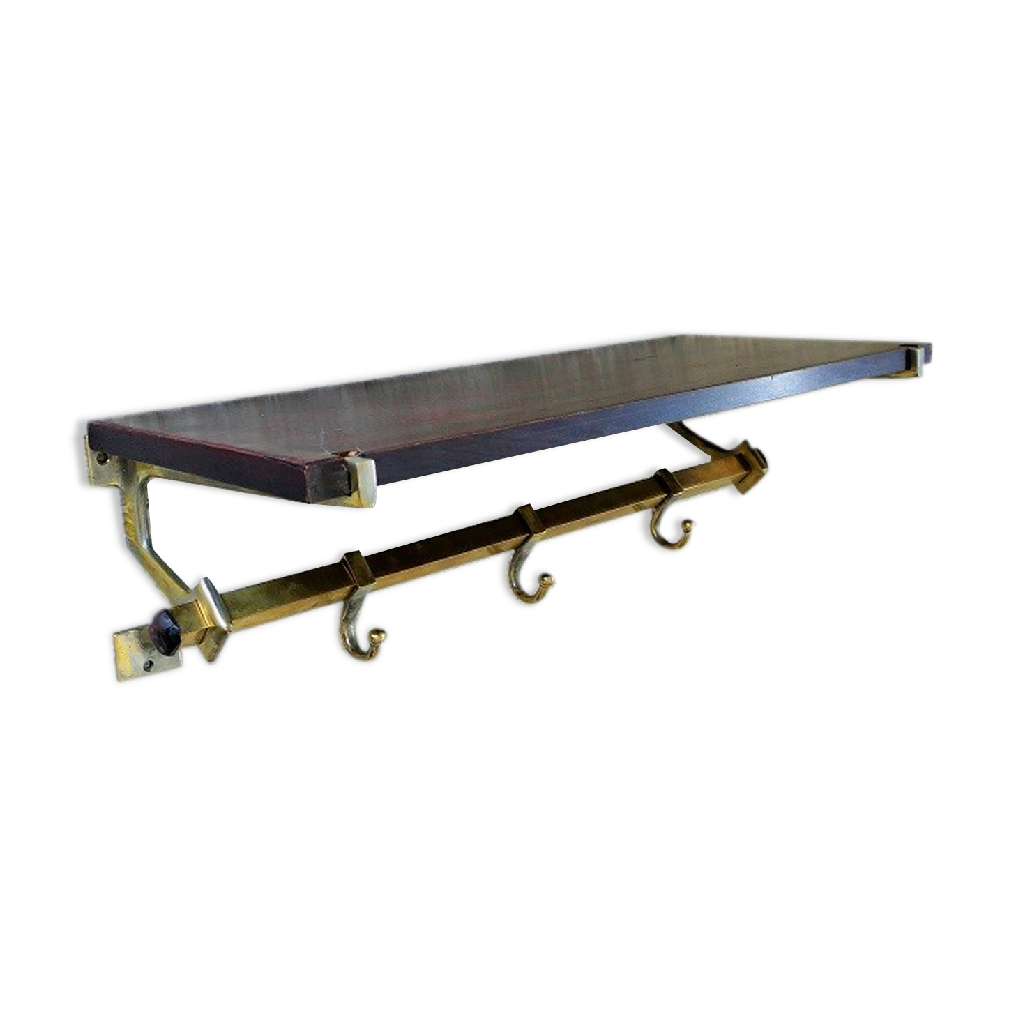 Brass and rosewood cloakroom coat rack