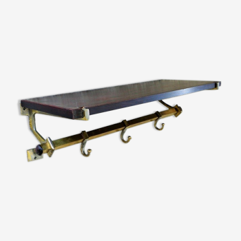 Brass and rosewood cloakroom coat rack