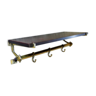 Brass and rosewood cloakroom coat rack
