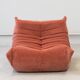 Coral corduroy Togo living room set by Michel Ducaroy for Ligne Roset, 1979, set of 5