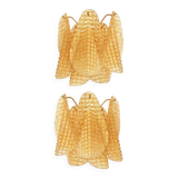 Contemporary Modern Gold "Granigli" "Rondini" Murano Glass Wall Sconces Set.