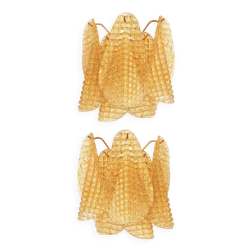Contemporary Modern Gold "Granigli" "Rondini" Murano Glass Wall sconces.Set