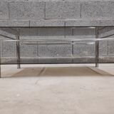 Yves Boutboul's vintage coffee table in tempered glass and chrome metal tubes from the 70s