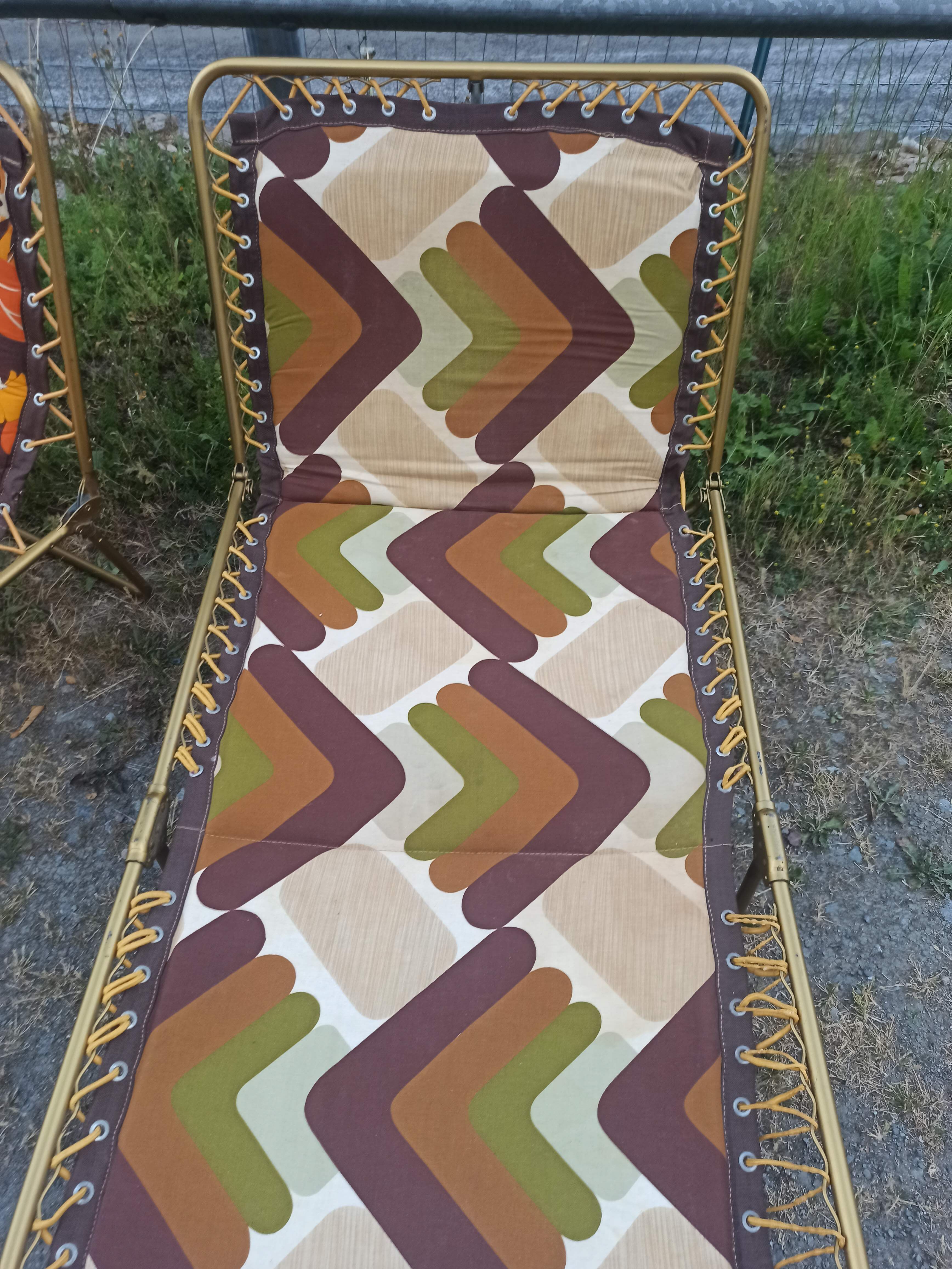 Set 2 sunbathes Lafuma vintage folding sun loungers