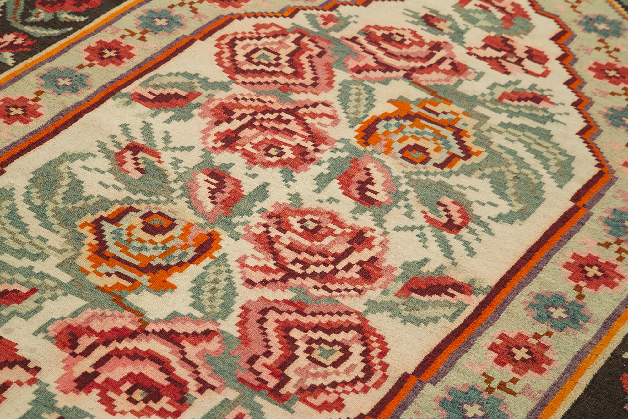 Hand-Knotted Vintage Bessarabian Black Kilim 183 cm x 274 cm - 22170