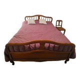 Double bed two places solid wood mahogany Louis XV style