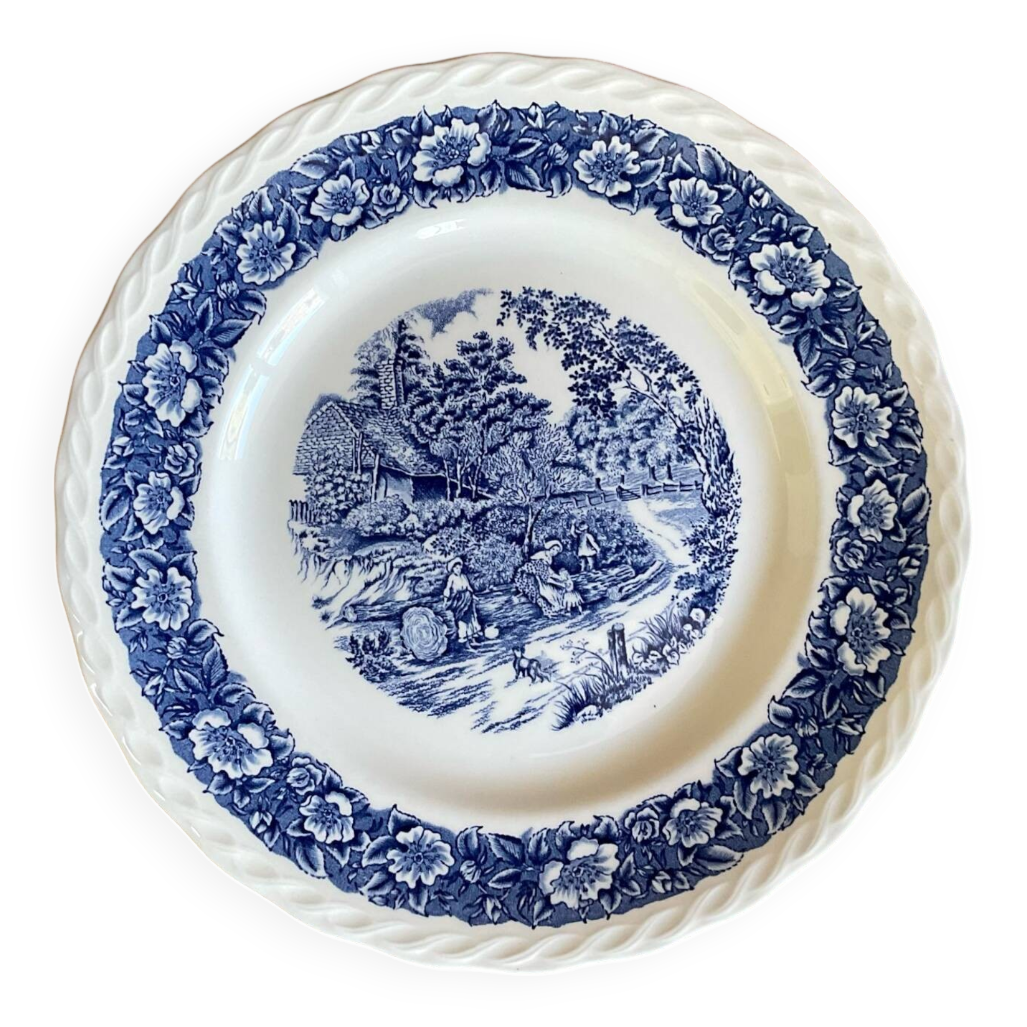 6 Staffordshire England “countryside” dinner plates