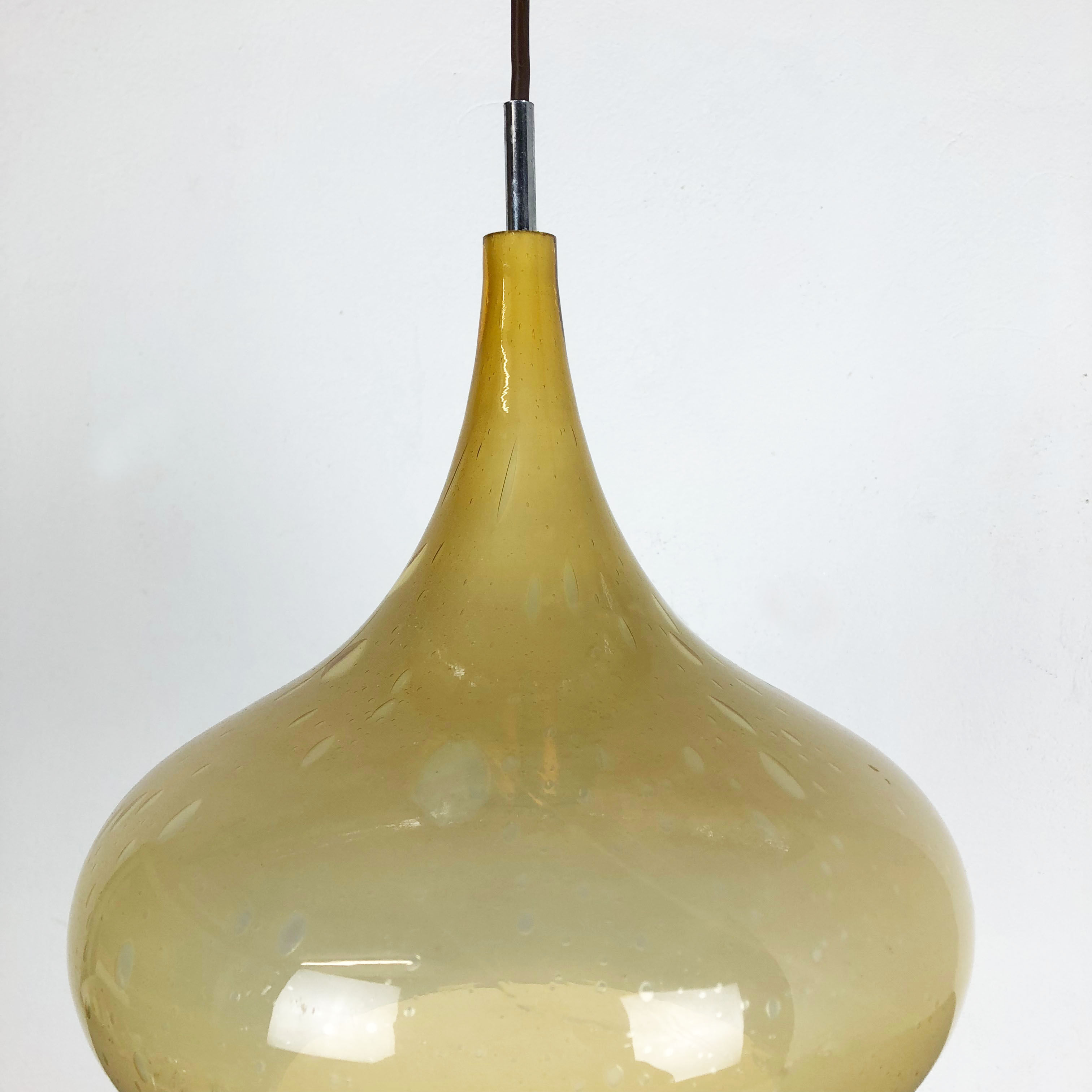 Original glass orient pendel hanging light by Doria Lights, Germany 1970s