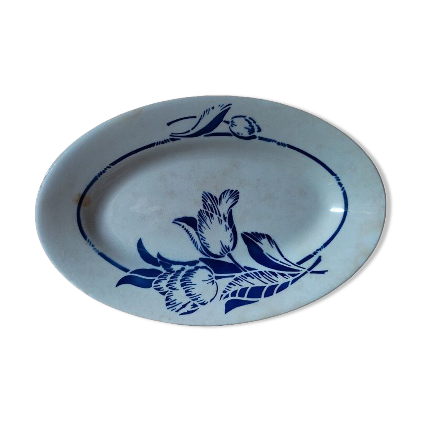 Oval dish delight porcelain blue flower St Amand dp 092287