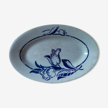 Plat ovale ravier porcelaine fleur bleue St Amand dp 092287