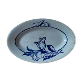 Plat ovale ravier porcelaine fleur bleue St Amand dp 092287